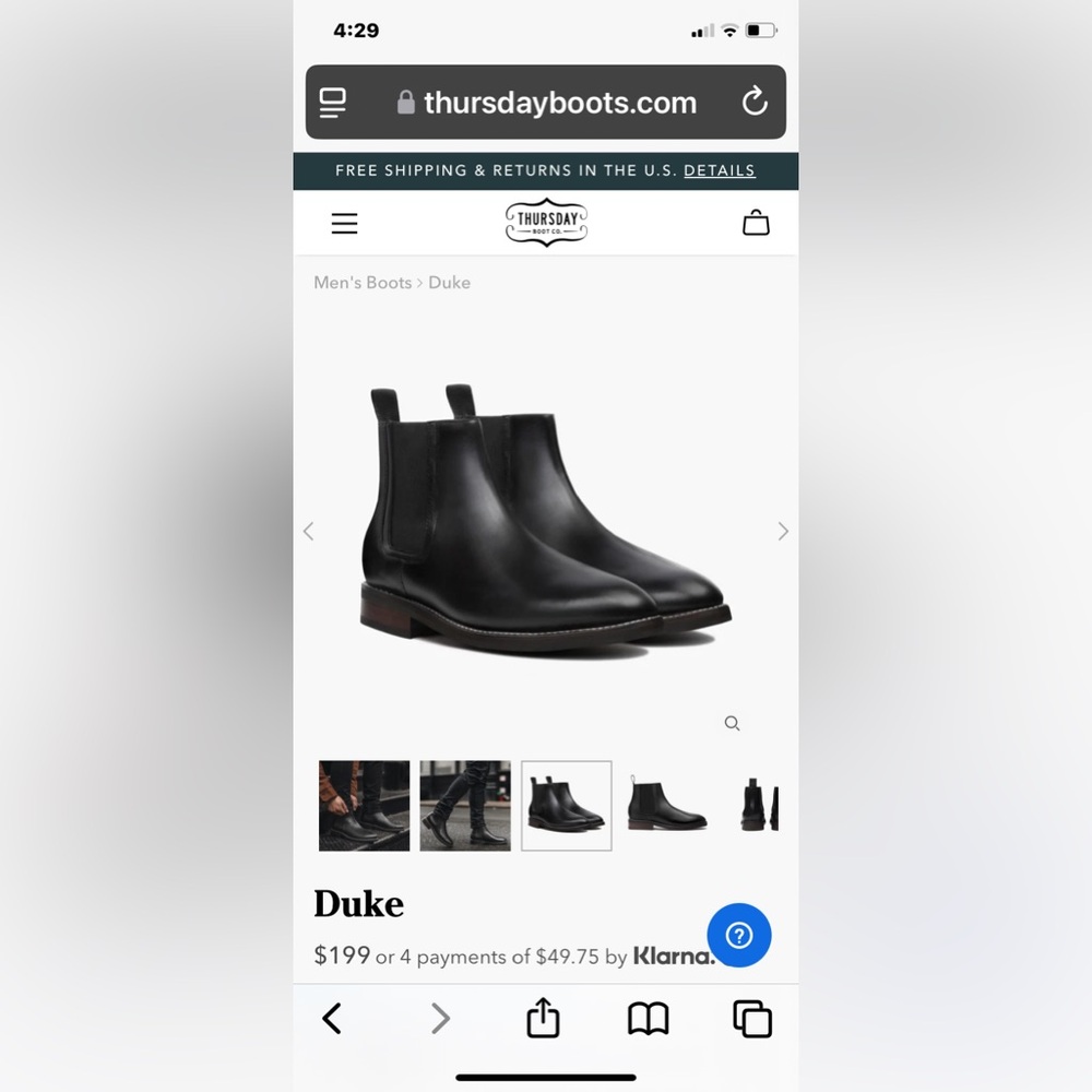 Thursday “Duke” Chelsea Boots Men’s 7.5